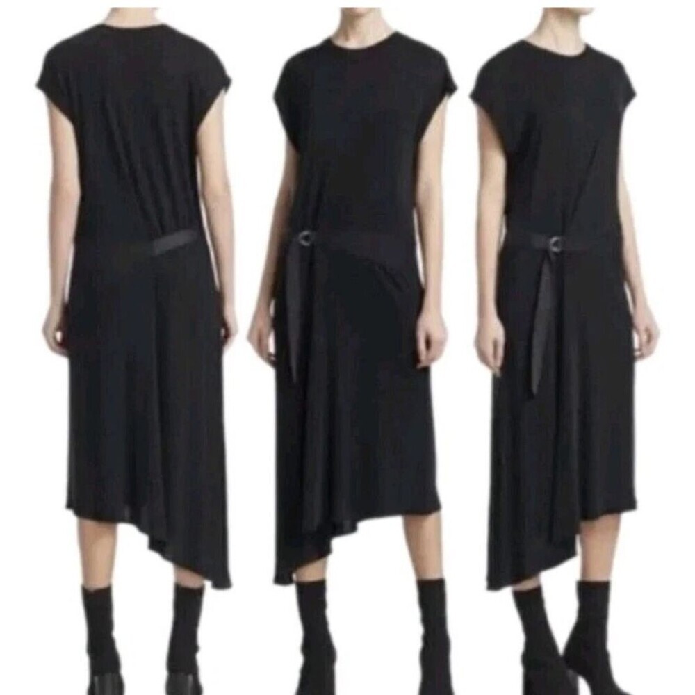 Rag & Bone Ophelia Sleeveless Midi Dress XS Black Belted Waist Whimsigoth